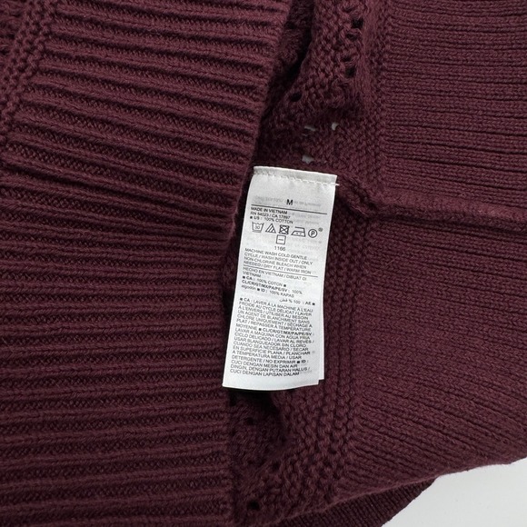 Old Navy Womens Crochet Sweater Tank Top Burgundy Maroon Pointelle Knit Size M - Picture 3 of 3